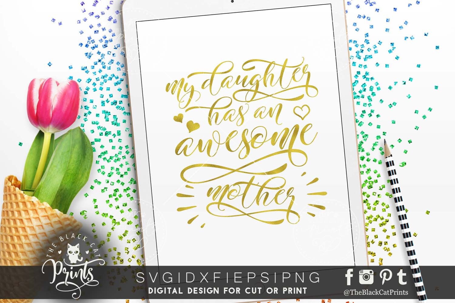 My daughter has an awesome mother SVG Cricut file Word art svg | Etsy