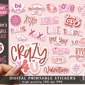 Valentinstag Sticker Bundle für Becher und Laptop | Valentine Stickers | Liebe StickerBogen | Valentinstag Digital Sticker Pack PNG