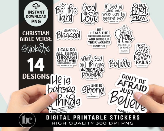 Christian Bible Verse Stickers PNG