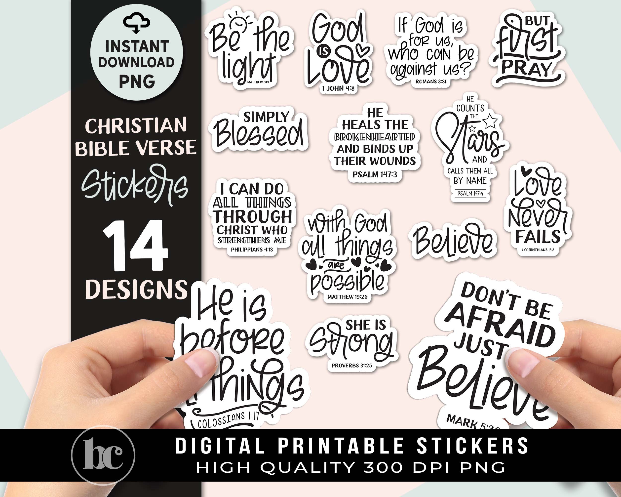 Christian Stickers Svg, Digital Stickers, Bible Svg, Inspirational Sticker  Digital, Recovery Stickers Printable, Printable Sticker Bundle 