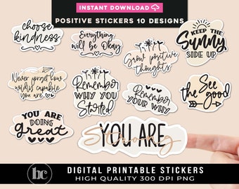 Positive Inspirational Motivational Stickers For Tumbler and Laptop | Positivity Stickers | Encouraging Stickers | Digital Stickers Pack PNG