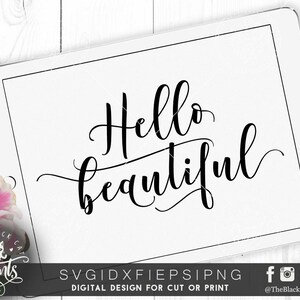 Bonjour beau fichier svg pour Cricut Fichier de coupe Fer à repasser sur Beau fichier de coupe svg Signe numérique Magnifiques fichiers de coupe svg Bonjour svg dxf png