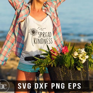 Diffondi gentilezza SVG / Dente di leone che soffia in formato SVG / Gentilezza Dente di leone in formato SVG / Sii gentile in formato SVG / Citazione positiva in formato SVG / Kind Vibes SVG / Camicia della gentilezza
