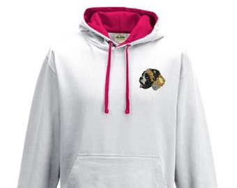 Sweatshirt with colored hood, embroidered with boxer