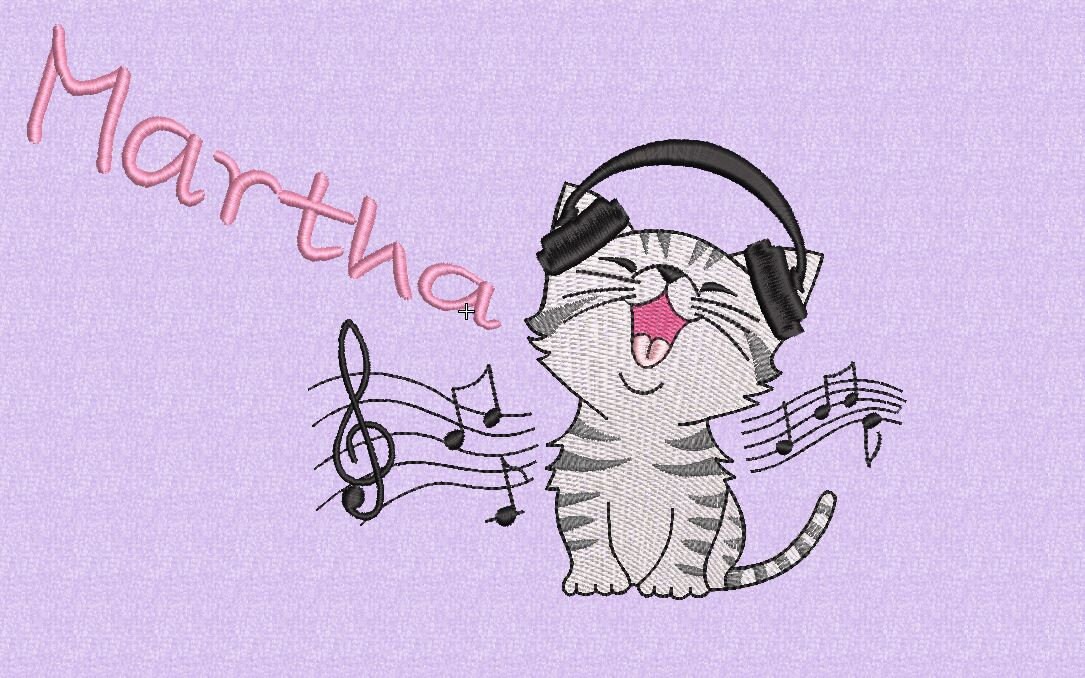 Shower towel "cat music" with name
