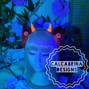 Fire Creature Pointy Ears with Glow in the Dark Horns and Tunnels