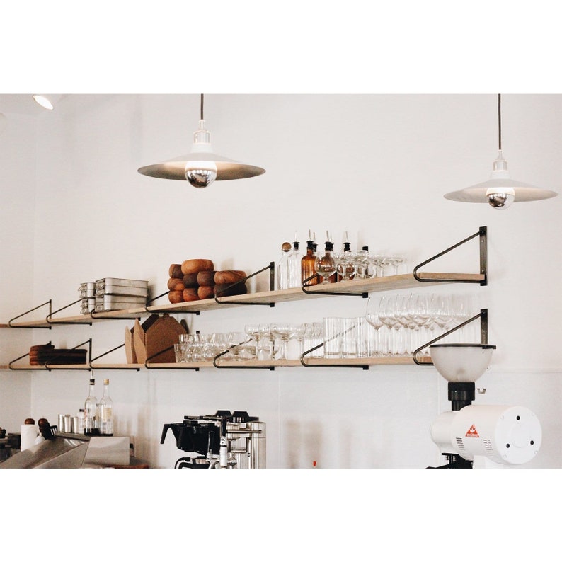 Pair of Hairpin Shelf Brackets Jet Black Satin Etsy