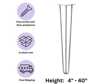 White 3 Rod Hairpin Leg, Handmade Steel Table Leg, Metal Furniture Leg