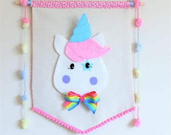 Unicorn banner, unicorn baby banner, unicorn party decor, unicorn, felt unicorn, unicorn ornament, unicorn lover, baby shower gift,