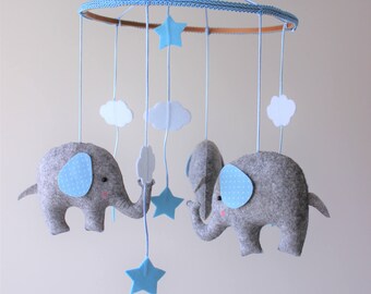 Baby mobile nursery  baby shower gift baby crib elephant  woodland mobile crib mobil  mobile nursery baby gift