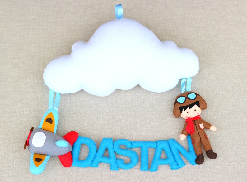 Felt name banner baby boy nursery wall art baby shower gift home decor baby gift custom baby mobile nursery name sign bedroom decor newborn