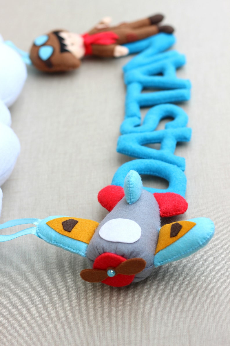 Felt name banner baby boy nursery wall art baby shower gift home decor baby gift custom baby mobile nursery name sign bedroom decor newborn