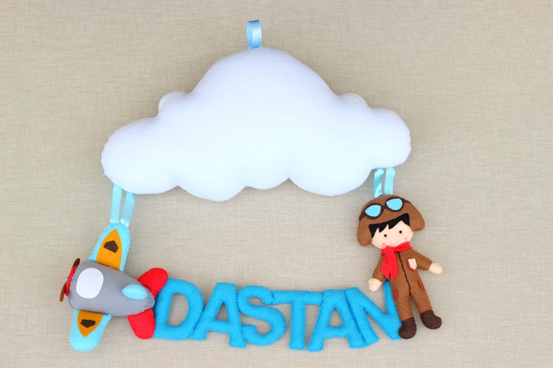 Felt name banner baby boy nursery wall art baby shower gift home decor baby gift custom baby mobile nursery name sign bedroom decor newborn