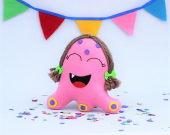 Monster party, little monster, Stuffed toy monster, First Birthday, monster toy, gift for girl, monster decor,