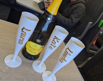 Personalised flute, Plastic  Prosecco glass, Champagne flutes