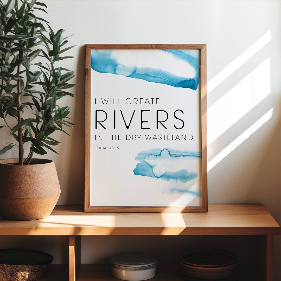 Christian Wall Art, Christian Home Decor, Isaiah 4319, Rivers in the