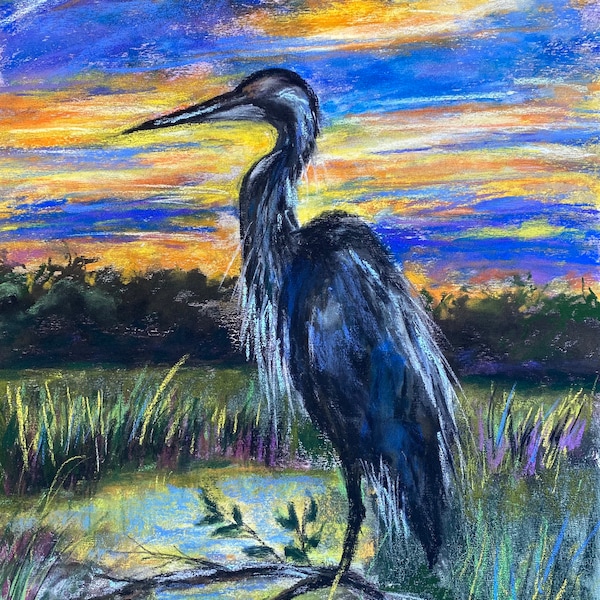 Blue Heron Painting Etsy