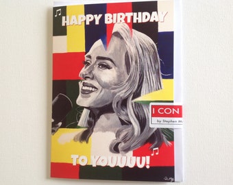 ADELE birthday card - Adele painting - for Adele fans - Adele print - Adele pop art - painting of Adele combining fine art with modern art