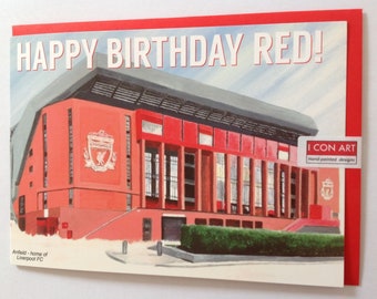 LIVERPOOL birthday card - LFC birthday card - Anfield stadium - Liverpool artwork - painted in Liverpool - Anfield painting - Liverpool gift