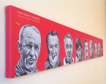 LIVERPOOL FC wall art - Liverpool canvas - LFC gift - Liverpool managers - Trophy Winners - Jurgen Klopp poster - Bill Shankly - Paisley