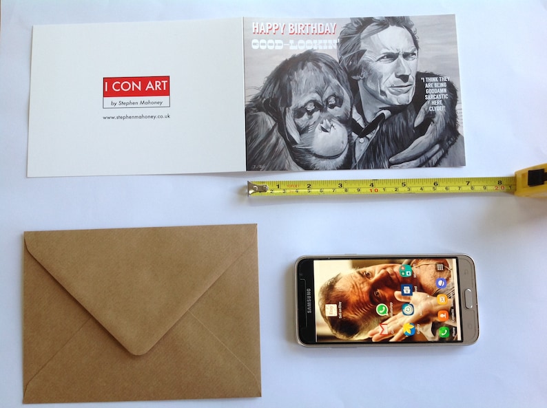 CLINT EASTWOOD birthday card Right Turn Clyde Every Which Way But Loose Orangutan birthday card Happy Birthday Good Lookin image 3