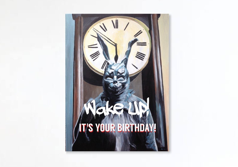 DONNIE DARKO birthday card Frank the Bunny Donnie wake up Frank rabbit birthday card Happy Birthday Donnie Darko image 2