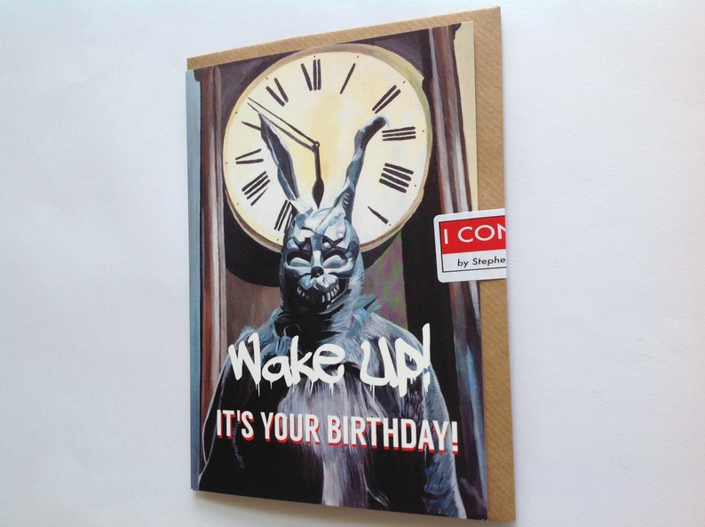 DONNIE DARKO birthday card Frank the Bunny Donnie wake up Frank rabbit birthday card Happy Birthday Donnie Darko image 1