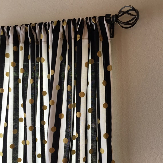 Black White And Gold Curtains Custom Curtains Gold Curtains Etsy