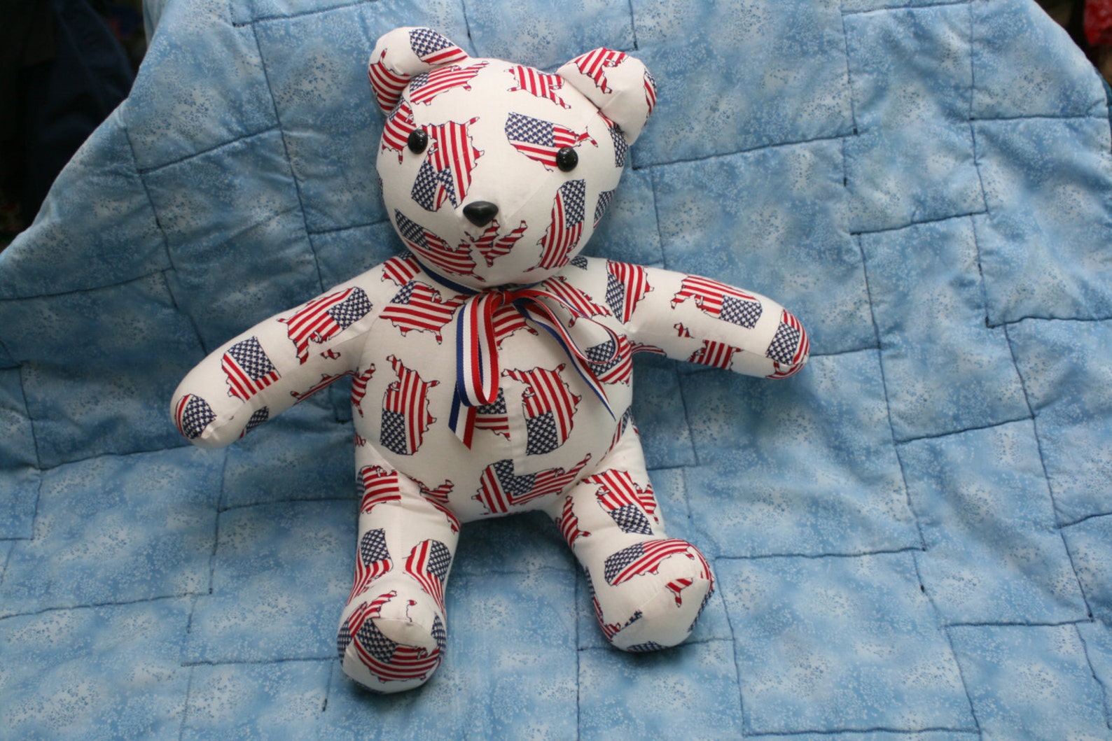 American Flag Stuff Teddy Bear With the Flag in the Shape of | Etsy