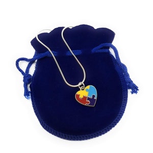 Autism Awareness Necklace, Autism Jewelry, Puzzle Piece Jewelry, Puzzle Piece Heart Necklace, Awareness Jewelry, Autism Mom, Teacher Gift