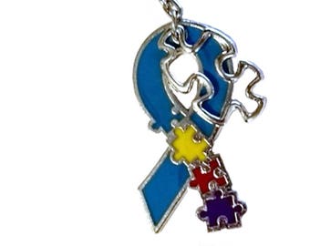 Autism Awareness Key Chain, Autism Awareness Gift, Puzzle Piece Ribbon, Autism Keychain, Autism Mom, Teacher Gift,