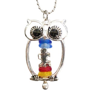 Autism Awareness Ornament, Autism Christmas Ornament, Autism Mirror Charm, Autism Ornament, Autism Owl Ornament, Autism Awareness Gift