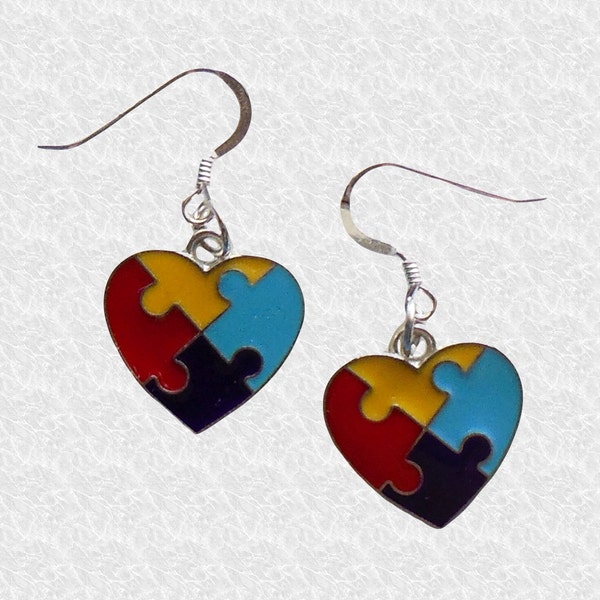 Autism Earrings, Autism Awareness Jewelry, Puzzle Piece Jewelry, Puzzle Earrings, Autism Awareness Gift, Gift for Mom, Teacher Gift