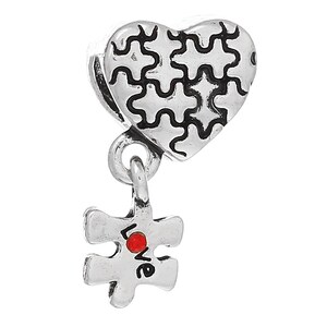 Autism Bead, Puzzle Piece Bead, Autism Charm, Autism Awareness Charm, Autism European Bead, Autism Heart Bead, Autism Heart Charms