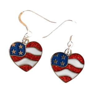 Patriotic Earrings, USA Flag Earrings, 4th of July Earrings, Patriotic Jewelry, Flag Earrings, USA Earrings, Stars and Stripes Earrings image 1