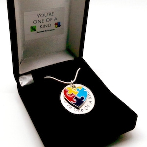 Autism Awareness Necklace, Autism Jewelry, You&#39;re One Of A Kind Necklace, Puzzle Piece Jewelry, Autism Mom, Awareness Gift, Teacher Gift