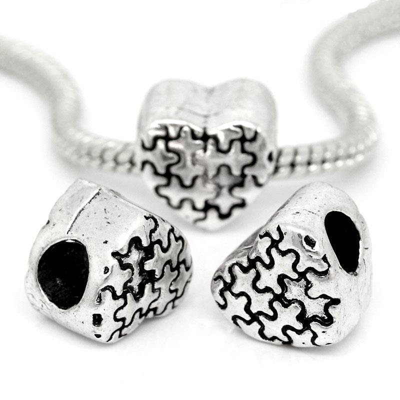 thumbnail image 2 of 10 Pieces Autism Awareness Puzzle Piece Charms | 15mm | Silver Alloy | Aspergers Dangle Charms 2 of 4