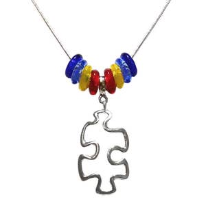Autism Awareness Necklace, Autism Jewelry, Puzzle Piece Jewelry, Autism Mom, Valentine&#39;s Day Gift, Teacher Gift,  Gift For Mom