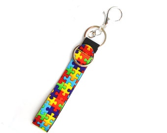 Autism Key Chain, Autism Awareness Gift, Puzzle Piece Keychain, Autism Keychain, Autism Mom, Autism Dad, Autism Grandma, Teacher Gift