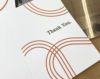 Abstract boho thank you card, letterpress thank you card