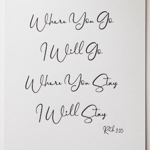 Wedding Card Book of Ruth Bible Quote Letterpress image 1