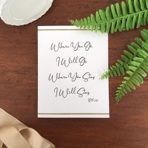 Wedding Card Book of Ruth Bible Quote Letterpress image 2