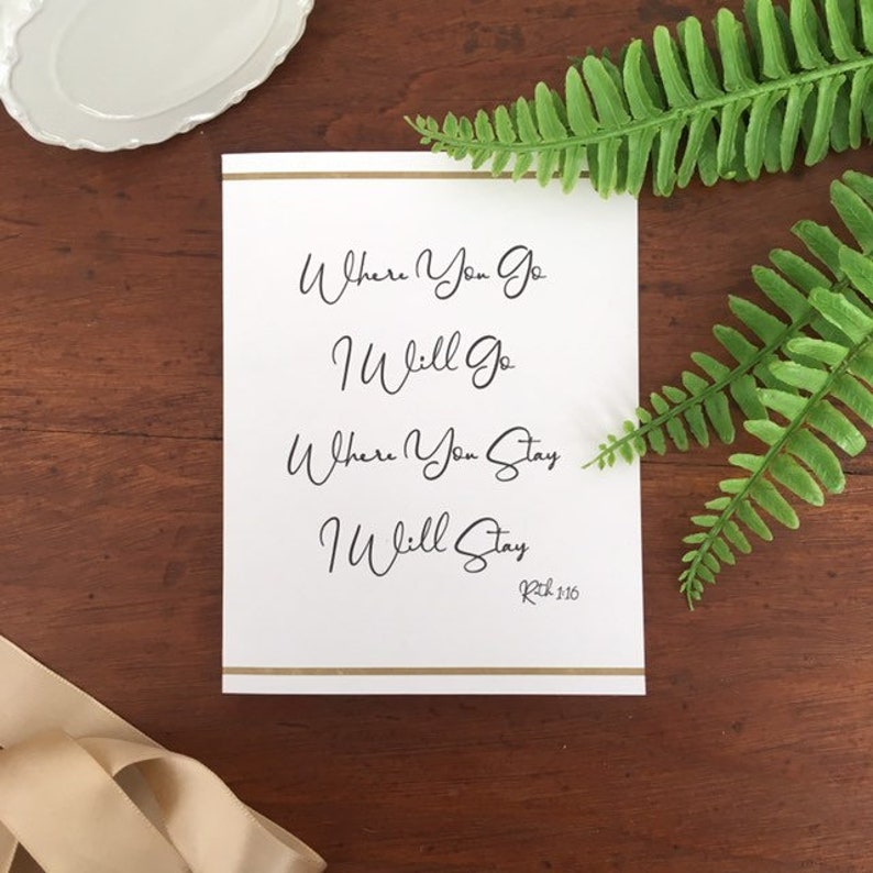 Wedding Card Book of Ruth Bible Quote Letterpress image 2