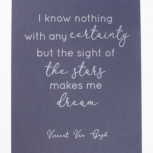 Van Gogh Stars Quote Letterpress Print
