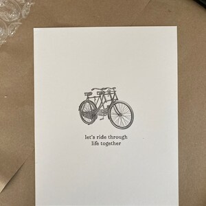 Let’s Ride Through Life Together Bicycle Cycling Letterpress Print