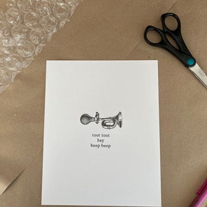 Toot Toot Hey Beep Beep Bicycle Horn Cycling Letterpress Print