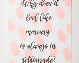 Mercury Retrograde Letterpress Card