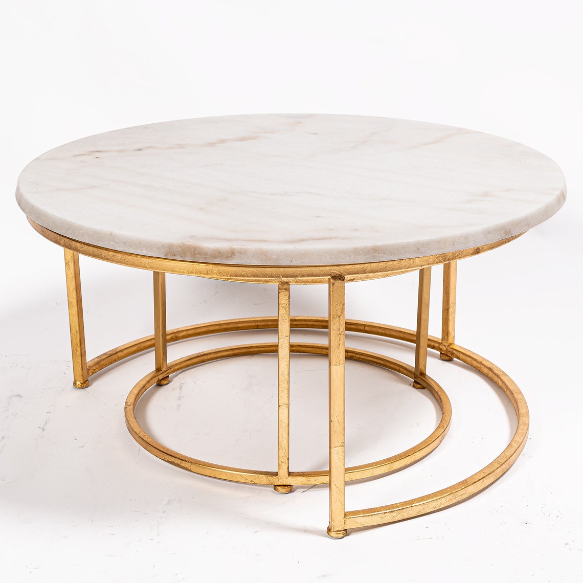 Real Marble Golden Nest Coffee Tables Gold round coffee table Etsy