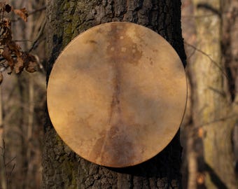 Handcrafted 19" Goat Hide Shaman Drum – Birch Frame, Music Instrument