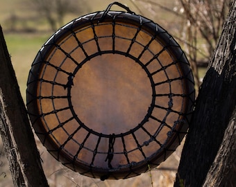 Handcrafted 23" Goat Hide Shaman Drum – Medicine Instrument